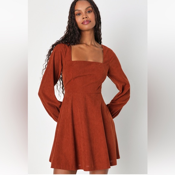 Lulus Dresses & Skirts - Lulus Daily Affection Rust Corduroy Mini Dress NWT size Small with Pockets